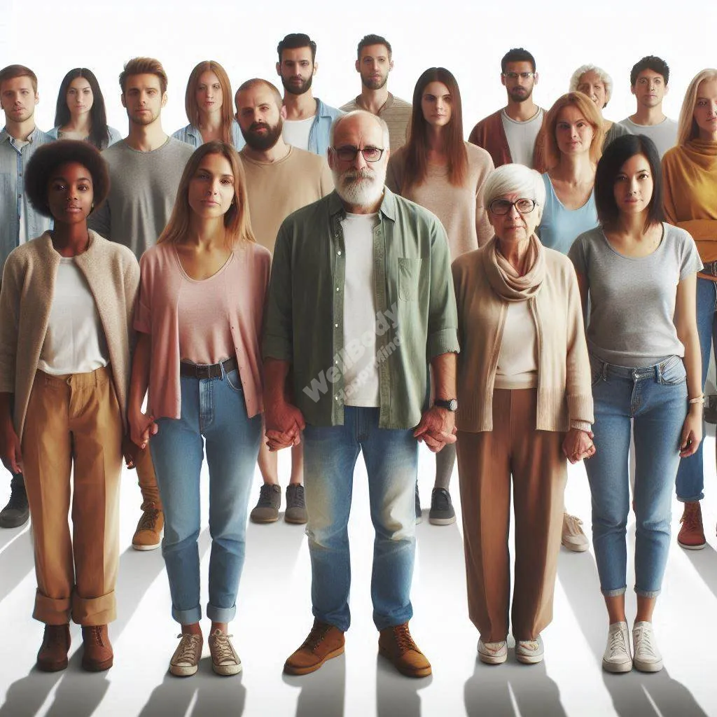A diverse group of people standing together, symbolizing common humanity
