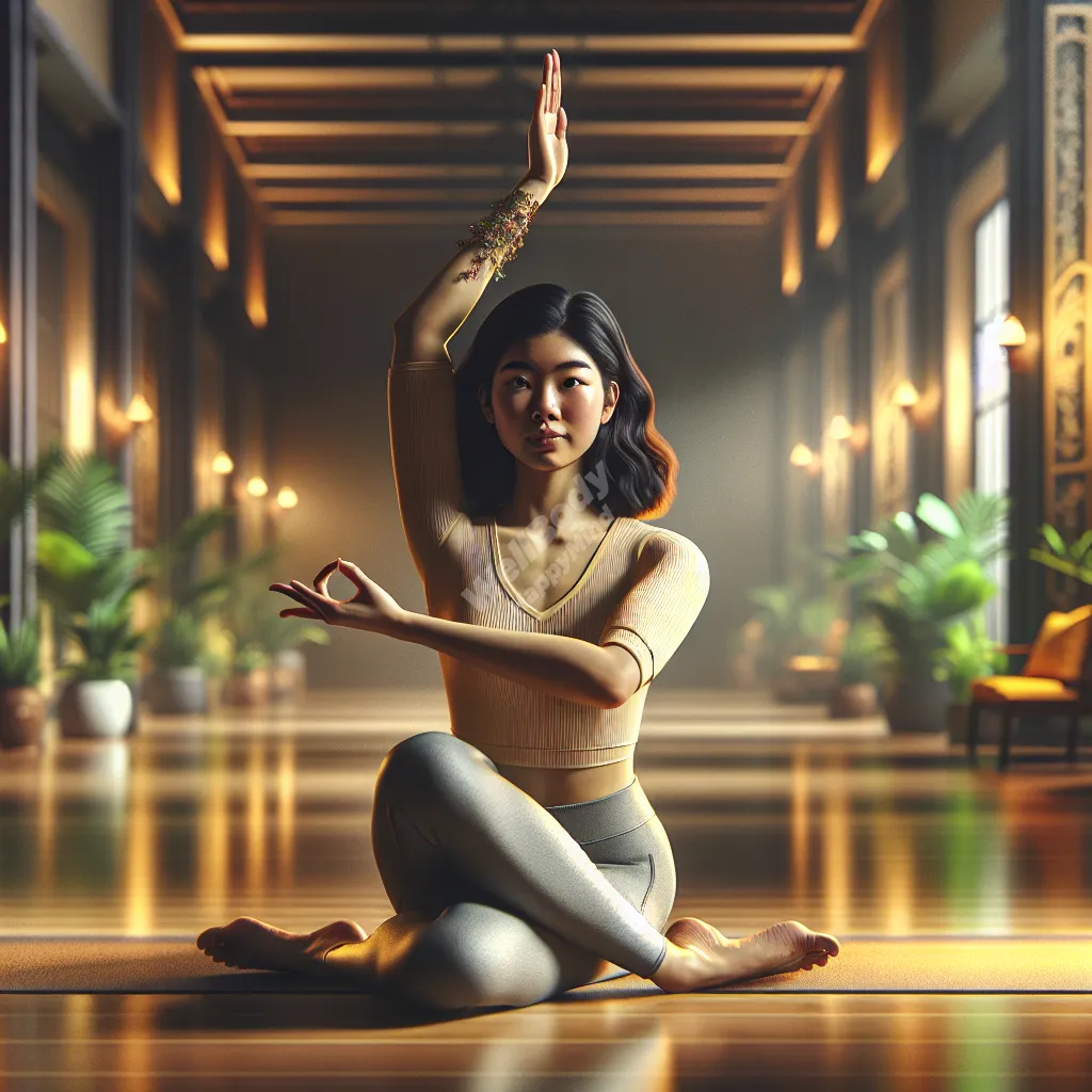 A person demonstrating a yoga pose, emphasizing flexibility and balance