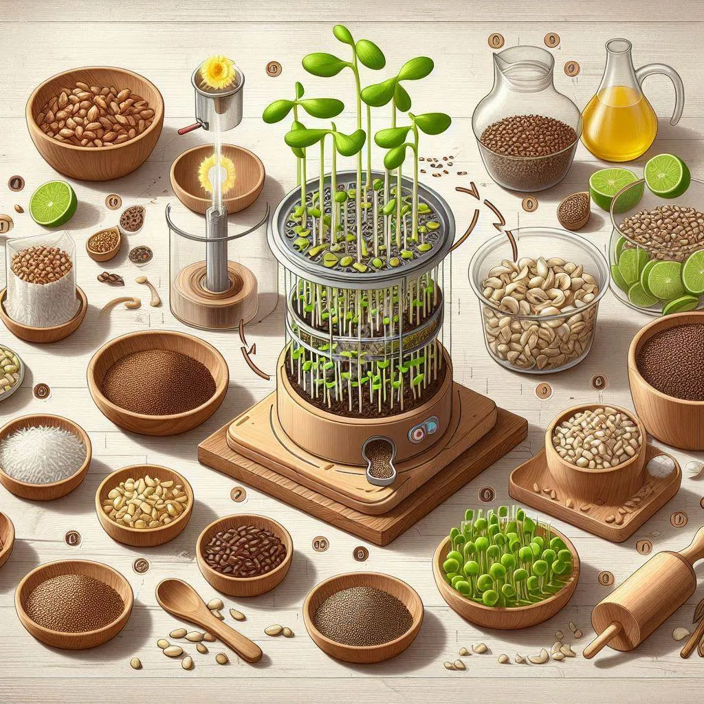 A step-by-step visual guide showing the process of sprouting seeds at home