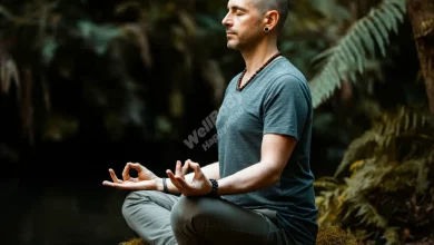 A person sitting peacefully in a natural setting, practicing mindfulness
