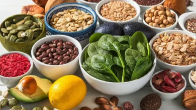A colorful array of various superfoods mentioned in the article