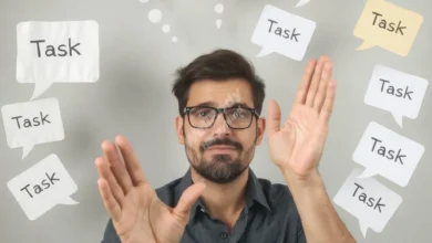 Professional maintaining healthy boundaries while managing multiple tasks