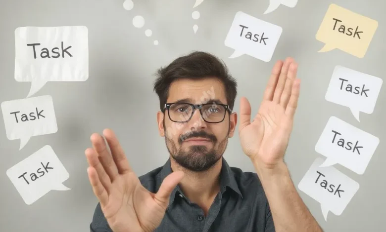 Professional maintaining healthy boundaries while managing multiple tasks