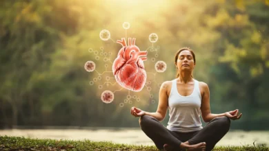 Yoga practitioner in nature: stress management for disease prevention through mind-body connection